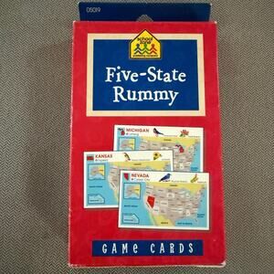 School Zone Five-State Rummy Geography Card Game NEW Open Box Discontinued